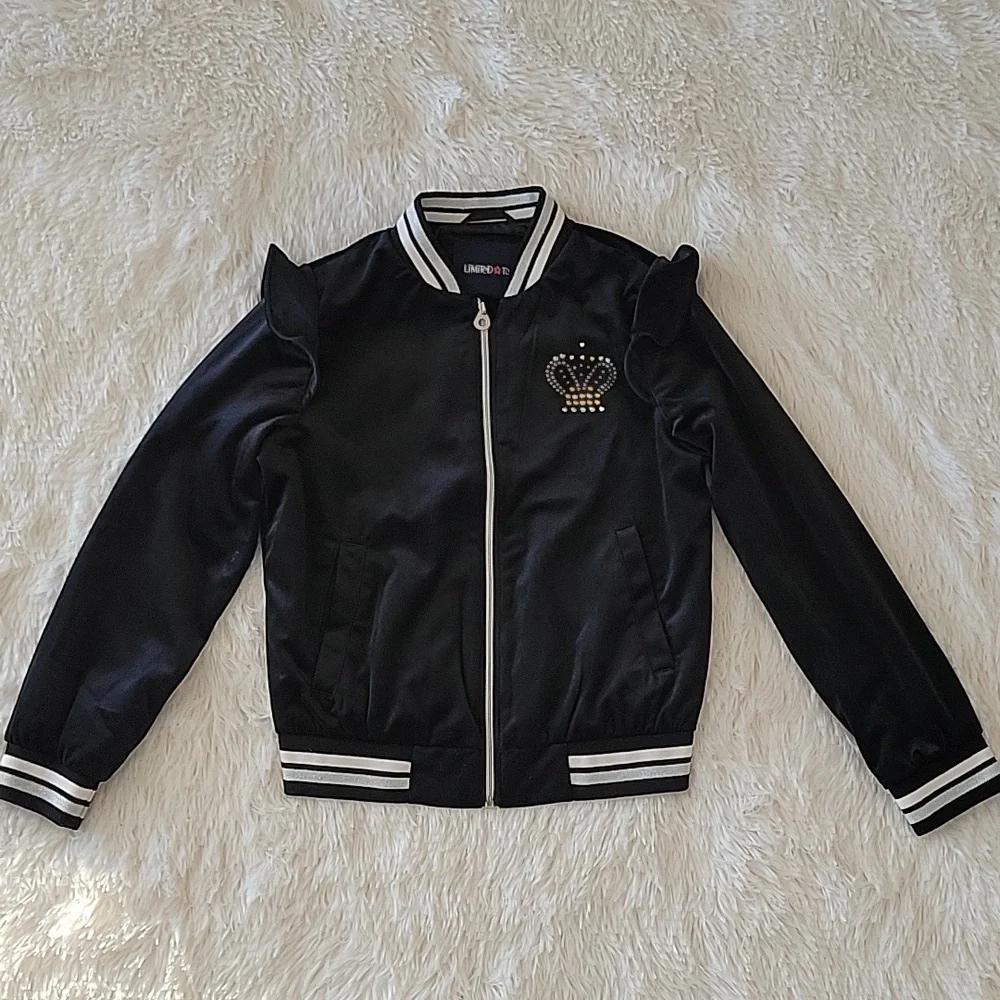 Limited Too Velour Zip Up Jackets Black & Purple, Rhinestones Girls 10/12